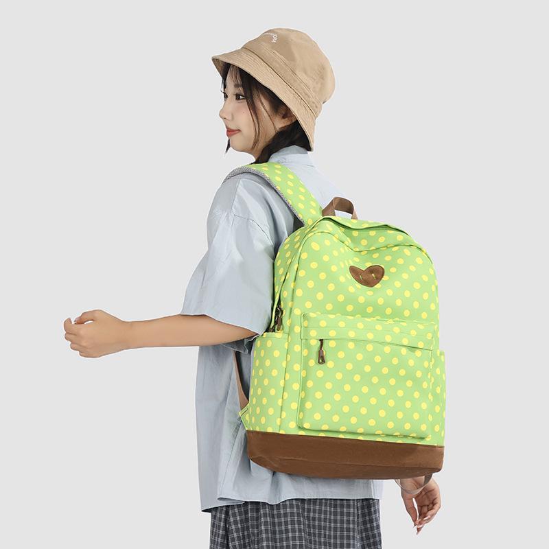 Schoolbag Japanese Polka Dot Backpack Female College Style Student Schoolbag Commuting Versatile Lightweight Large-capacity Backpack Four-color