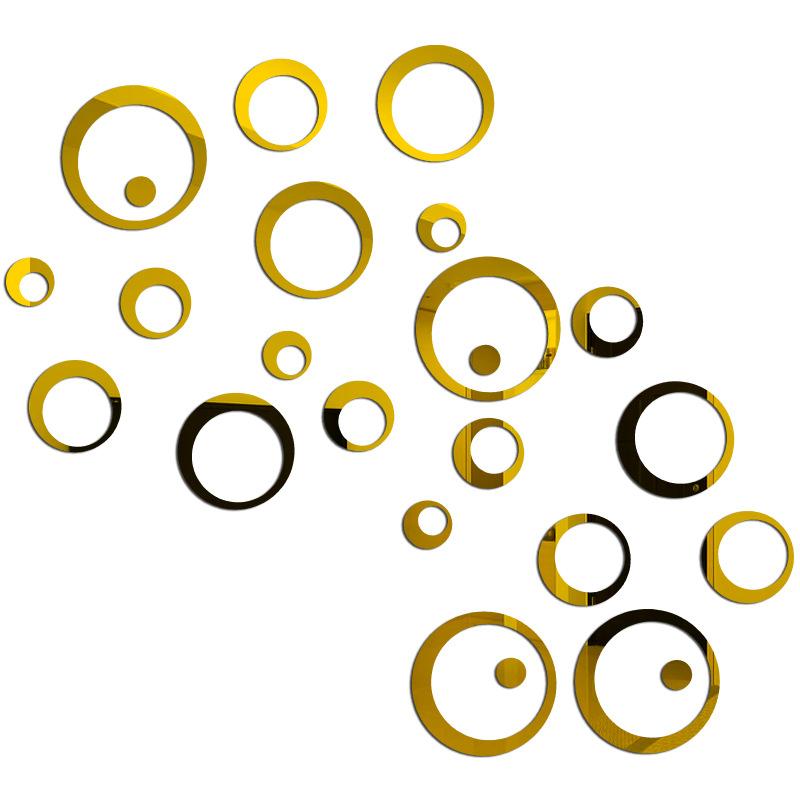 26/24pcs Geometric Circle Mirror Wall Sticker DIY Home Background Bedroom Decor 3D Accessories Stereo Removable Round Mirror