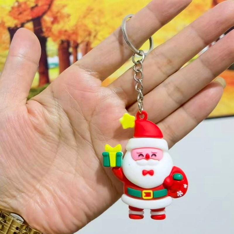 Cartoon Weihnachts Silikon Schlüsselanhänger Nikolaus Rentier Schneemann Formen Langlebige Taschendekoration für Weihnachtsgeschenke Tägliche Nutzung
