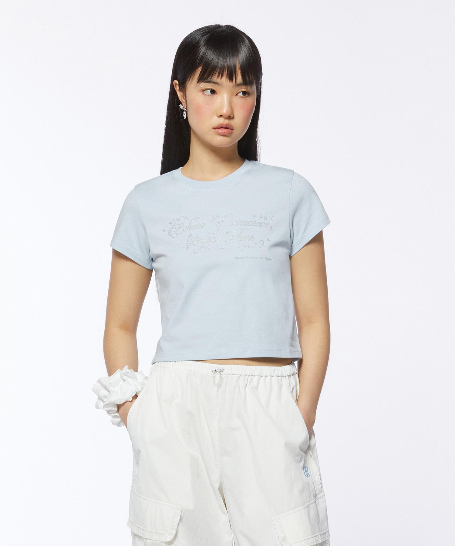 Pip Pet Glitter Slogan Crop T-Shirt (Sky Blue) Sky Blue/Free