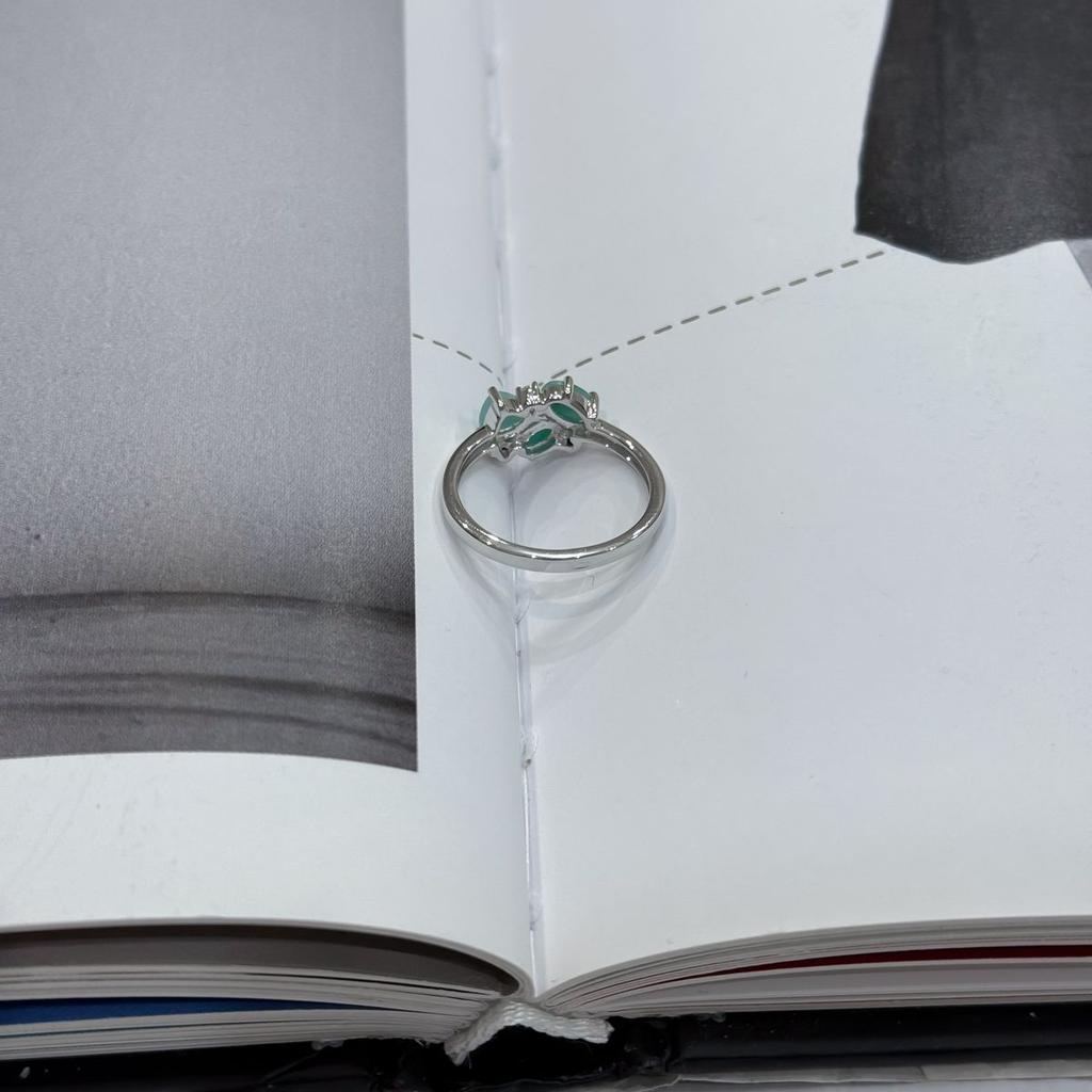 Silver Ring with Natural Emerald, Cubic Zirconia, Weight of the Product 2.4 G (2172291)