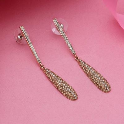 Unusual Women's Drop Earrings Line with White Stones