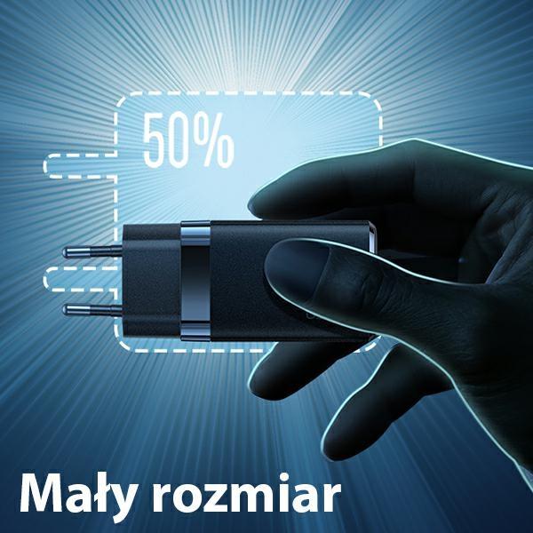 Usams Ład. Siec. T41 Usb-C+Usb Gan 47Wpd+Qc (Only Head) Fast Charging Czarny/Black Cc137Tc01 (Us-Cc137)