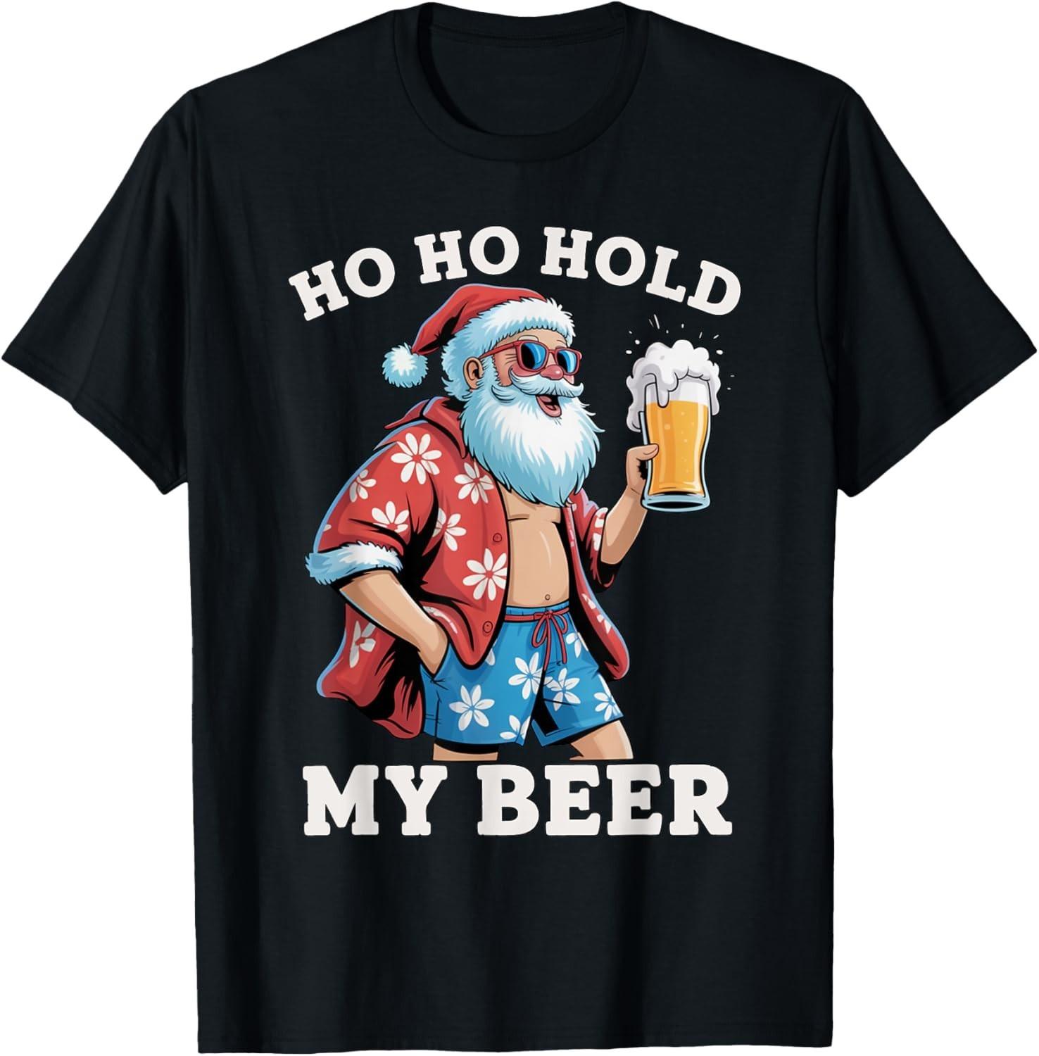 Funny Santa With Sunglasses And Beer Christmas in July T-Shirt Mens Womens Tees Top unisex T-Shirt Mens Womens Tees Top XL