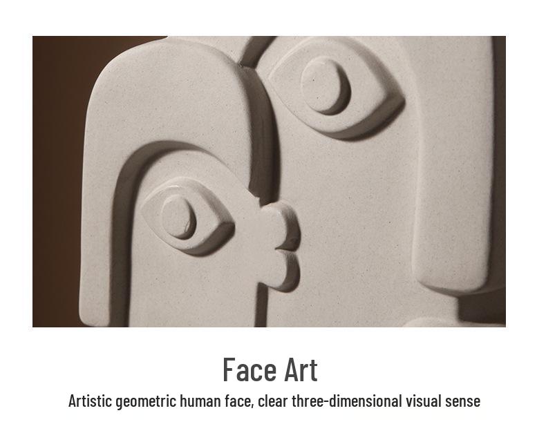 Retro Wabi-Sabi Clay Ceramic Face Sculpture Vase for Home Decoration