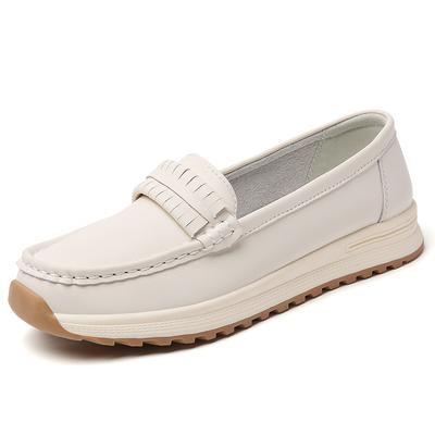 Nouvelles sandales légères, chaussures plates, mocassins décontractés et à la mode, chaussures en cuir 100% véritable pour femmes au printemps et en été