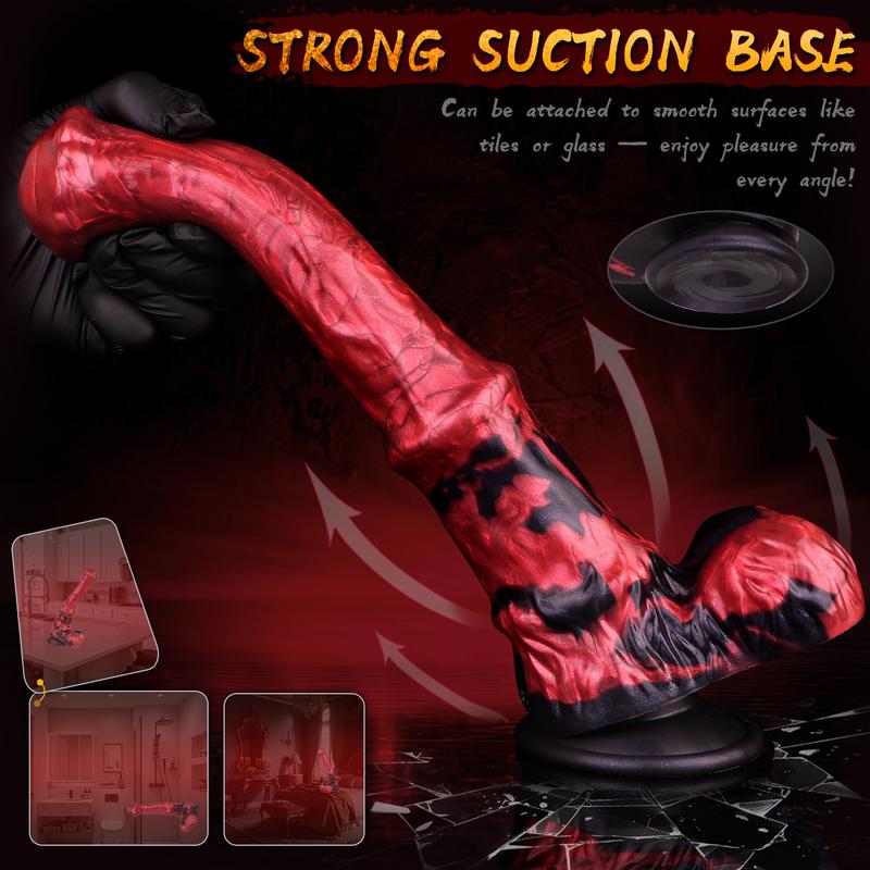 NSFU Animal Horse Dildo with Sucker Silicone Red&Black Fake Penis Long Anal Plug Orgasm Masturbator Sex Toys For Women Men