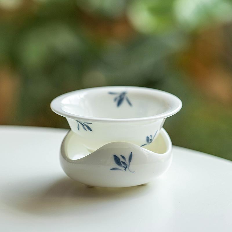 Pure hand-painted Phalaenopsis Ercai cover bowl retro underglaze color household ceramic Kung Fu tea set tea bowl teapot teacup