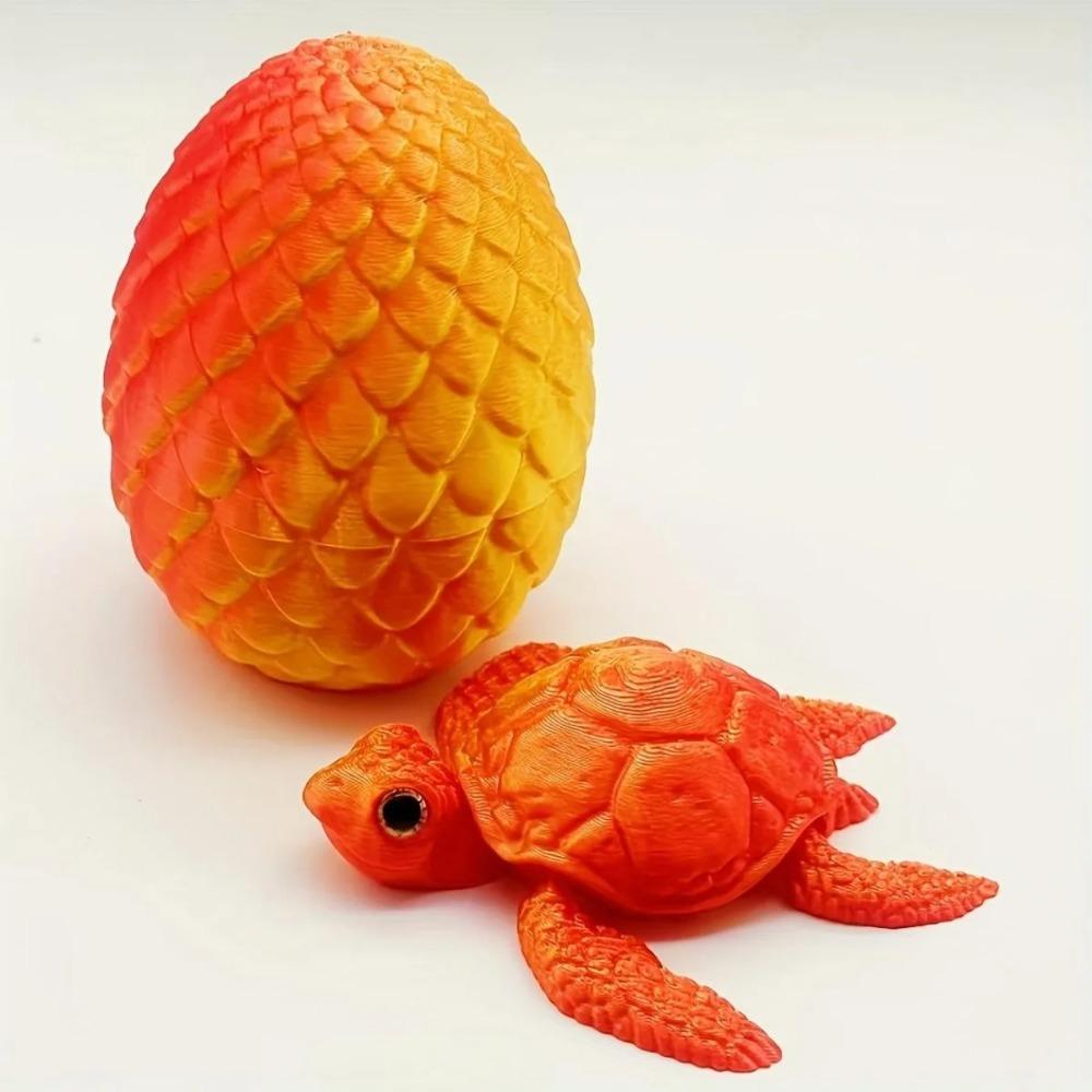 3D Printed Flexible Joint Sea Turtle with Egg Fun Ornament for Home Car Desk Cute Holiday Gift for Family Sea Turtle Ornament