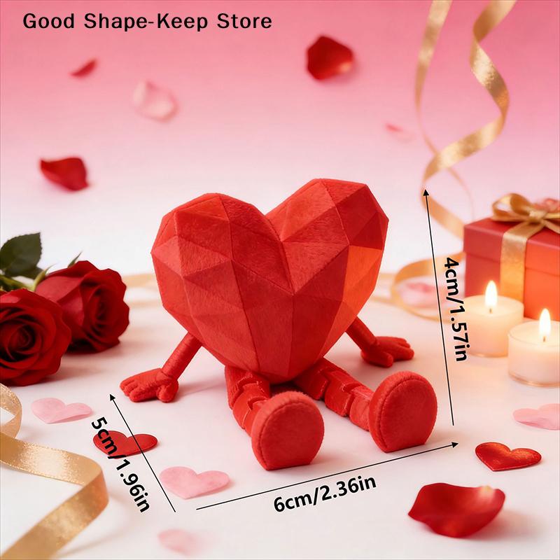 Jointed Miniature Valentine's Day Heart Figurine, Perfect Valentine Party Décor for Home, Creative Love Gift for 2026