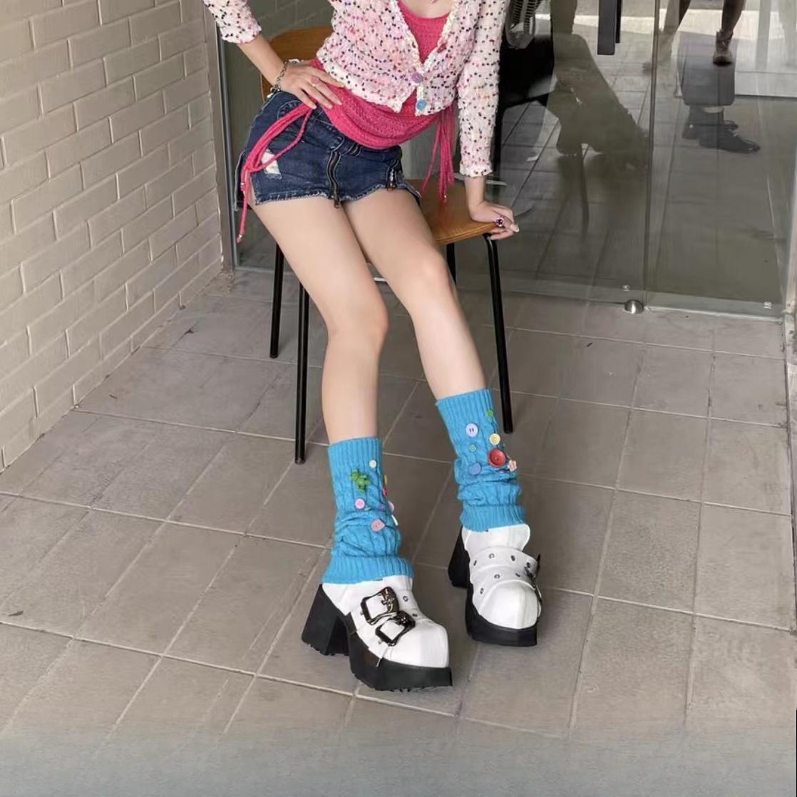 

Милые красочные носки-гольфы в японском стиле, молочно-белые гетры, субкультура Y2K, милые женские гетры до икр, носки JK для женщин