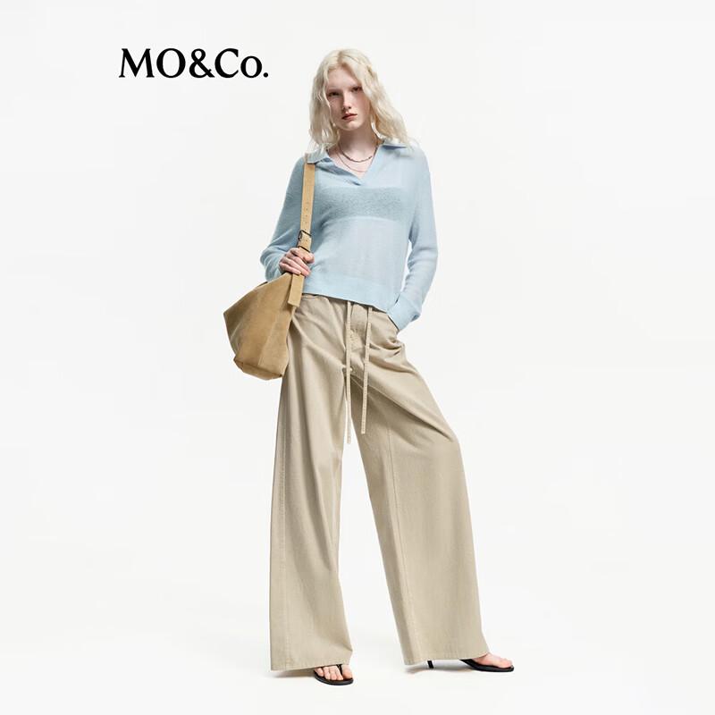 MO&Co. Women's Low-Rise Loose-Fit Wide-Leg Curved Trousers