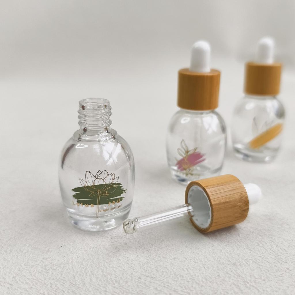 10ml Glass Dropper Bottle with Bamboo Lid, Refillable Essential Oil Container
