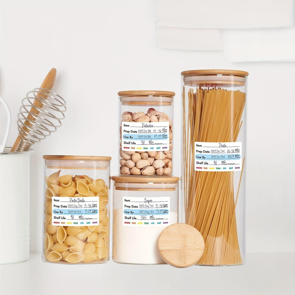 300Pcs Kitchen Storage Labels 2.5*1.5in Removable Freezer Food Pantry Jar Labels Stickers Waterproof For Food Containers Jars