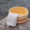 Natural Wood Bath Tub That Gives You a Sense of Round Mouth Diameter 22 X Height 10 the Water Does Not Get Cold and Its Round Feel Soothes Your Body
