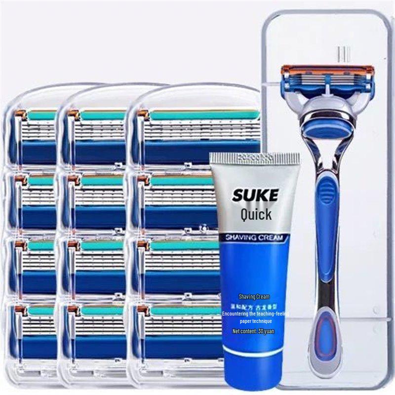 Traditional German Five-Blade Razor for Men - Manual Shaver, Old-Fashioned Beard Razor