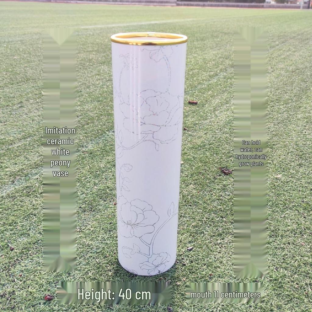 Nordic Large Resin Rattan Vase for Dried Flowers - Ceramic Look, Iron Art Floor Decoration.