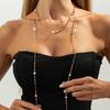 Ingemark Vintage Imitation Perlen Kristall Halsketten Damen Trendy Elegant Goldfarbe Metall Pullover Lange Kette Neujahr Schmuck