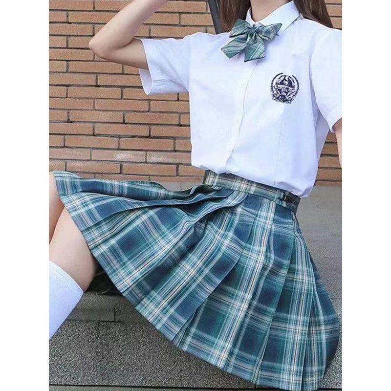 Grid Shaped High Waisted A- line Skirt Plaid High Waist Preppy Style A- line Skirt