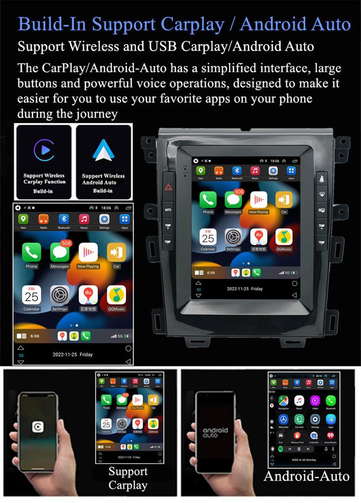 For 2010-15 Ford Edge Carplay Android Auto WiFi Stereo Radio GPS Navigation 9.7"