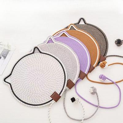 Herramienta mágica para moler garras, cuerda de algodón tejida, estera con garras de gato, estera para dormir integrada con bola alta, estera con garras de gato lavable