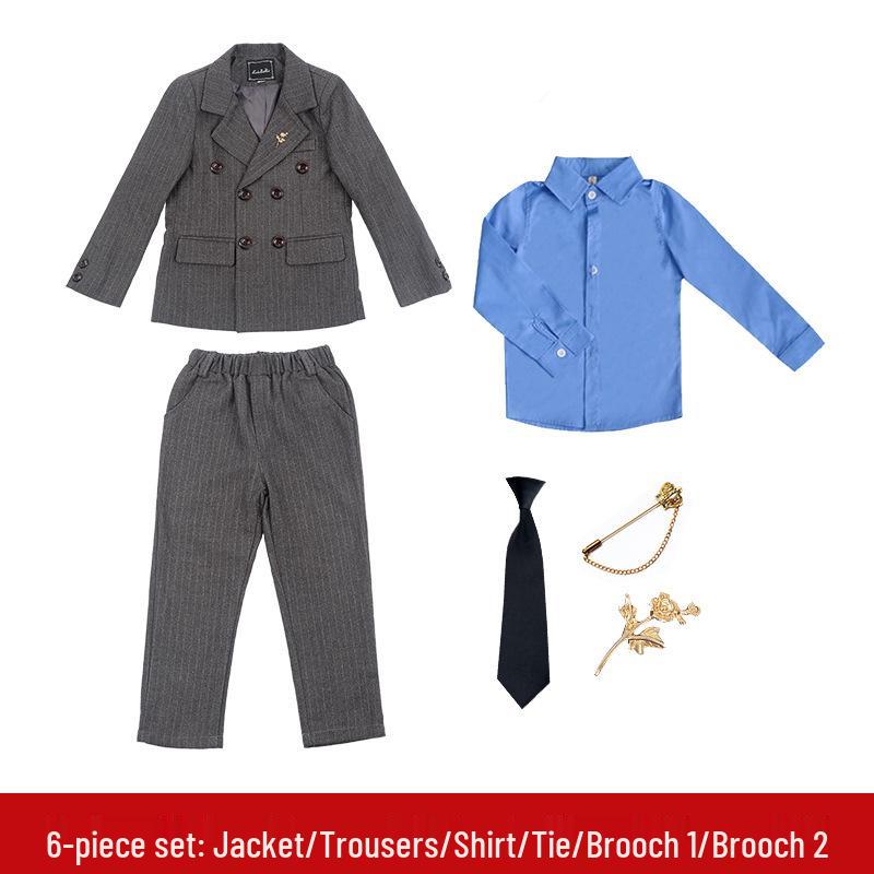 

Комплект-тройка в полоску в британском стиле для мальчиков на весну и осень 120cm, 37-43 kg