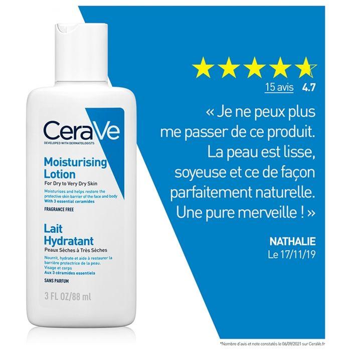 CeraVe Soins Lait Hydratant Visage Corps 88ml