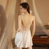 Sexy Deep V Lace Satin See-through Suspender Skirt Nightdress Women's Loungewear
