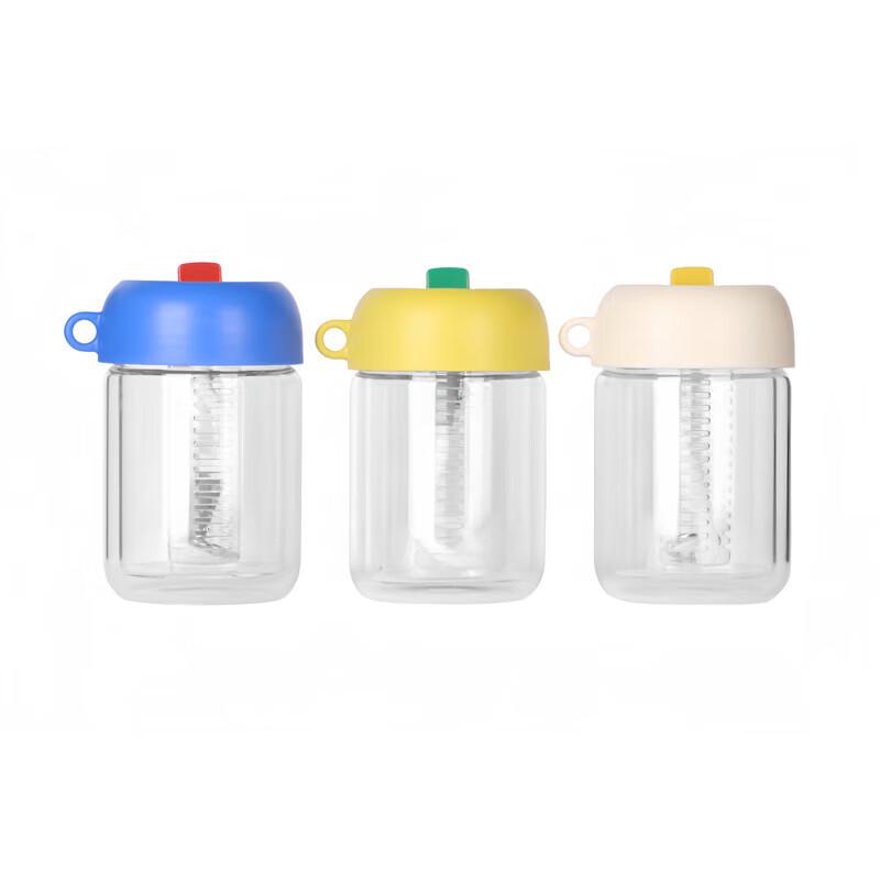 Shuanghan Kids Double-Layer Glass Straw Sippy Cup