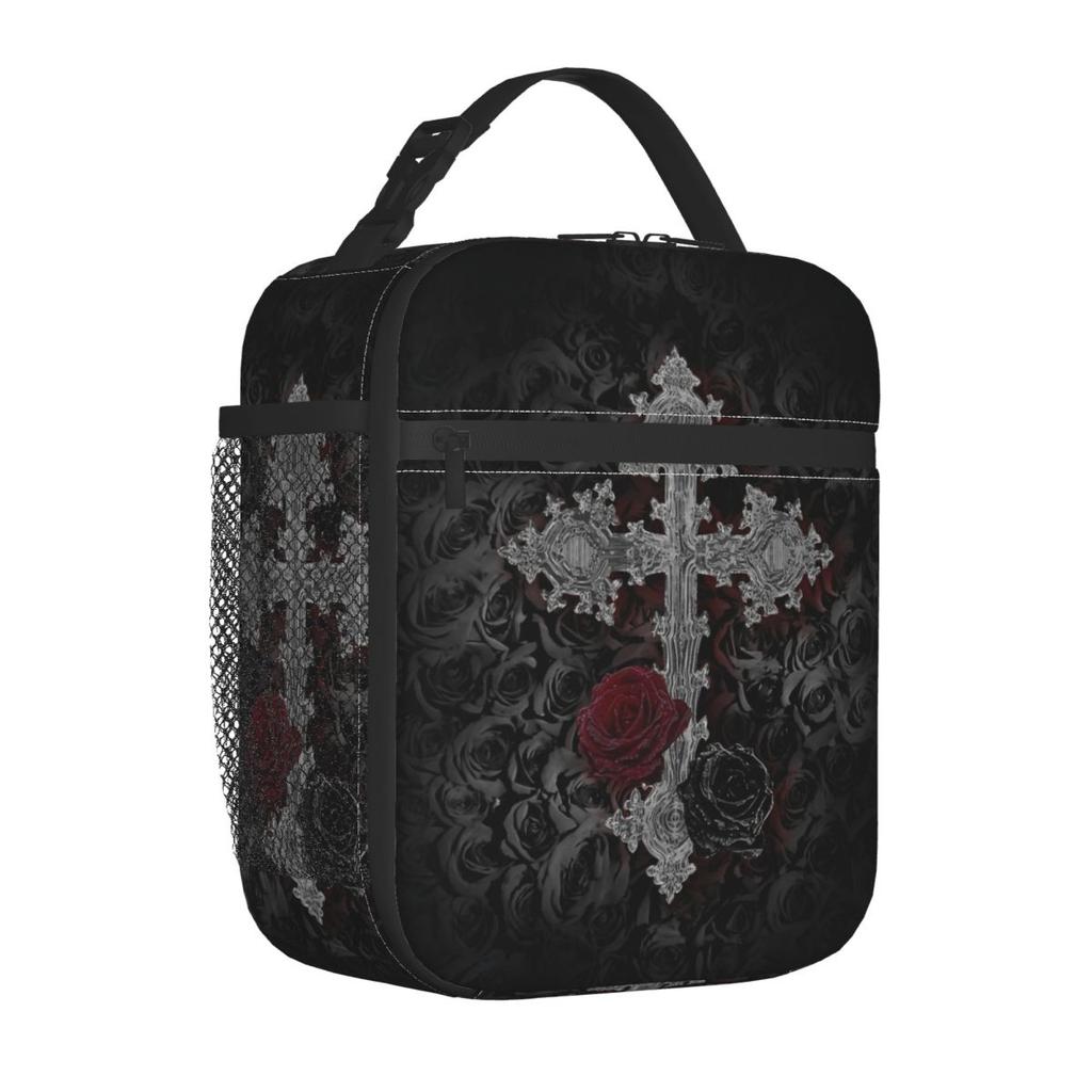 Gothic Dark Cross Goth Insulated Lunch Bags Cooler Meal Container High Capacity Lunch Box Tote for Men Women Beach Outdoor