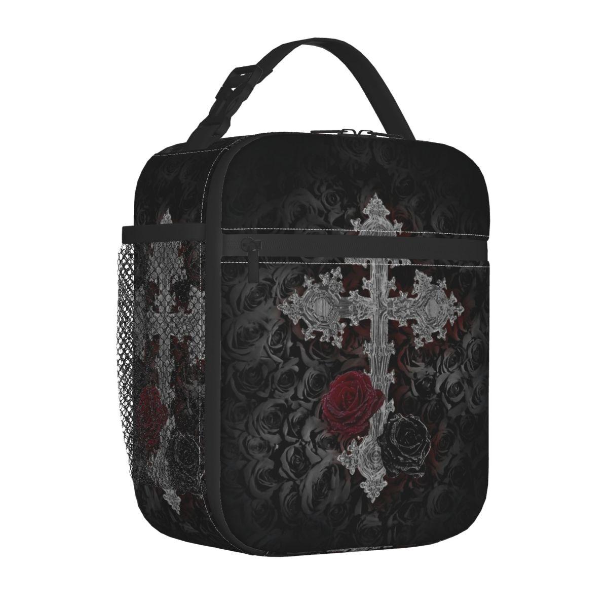 Gothic Dark Cross Goth Insulated Lunch Bags Cooler Meal Container High Capacity Lunch Box Tote for Men Women Beach Outdoor One Size
