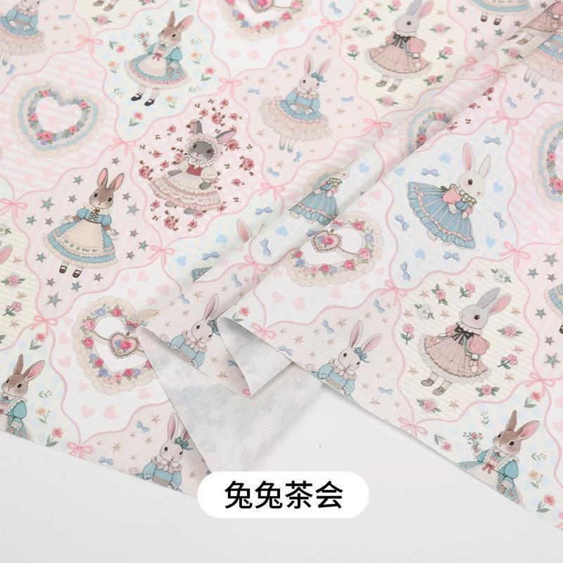 0.5m/1m/2m Thickened Canvas Little Rabbit Print Fabric for Sewing Canvas Bags Tablecloths Curtains Decoration Cloth DIY Fabrics