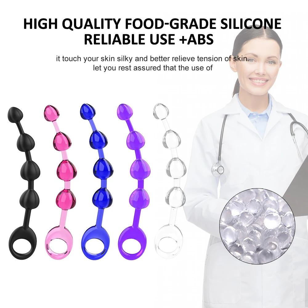 Margele dop anal din cauciuc moale Orgasm lung Vagin Clitoris Inel de tragere Minge Jucării pentru fund pentru adulți Femei Bărbați Stimulator Accesorii sex