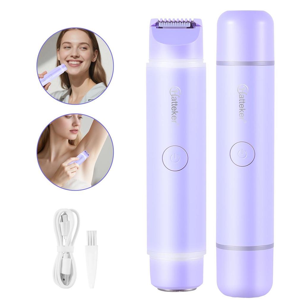 Hatteker Dual Head Epilator for Women Waterproof USB Rechargeable Portable Hair Removal Device for Legs Underarms And Bikini Line