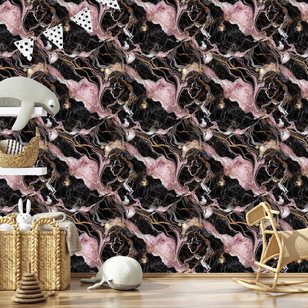 Marble Wallpaper Black, Brown and Red for Living Room and Bedroom 50x1000