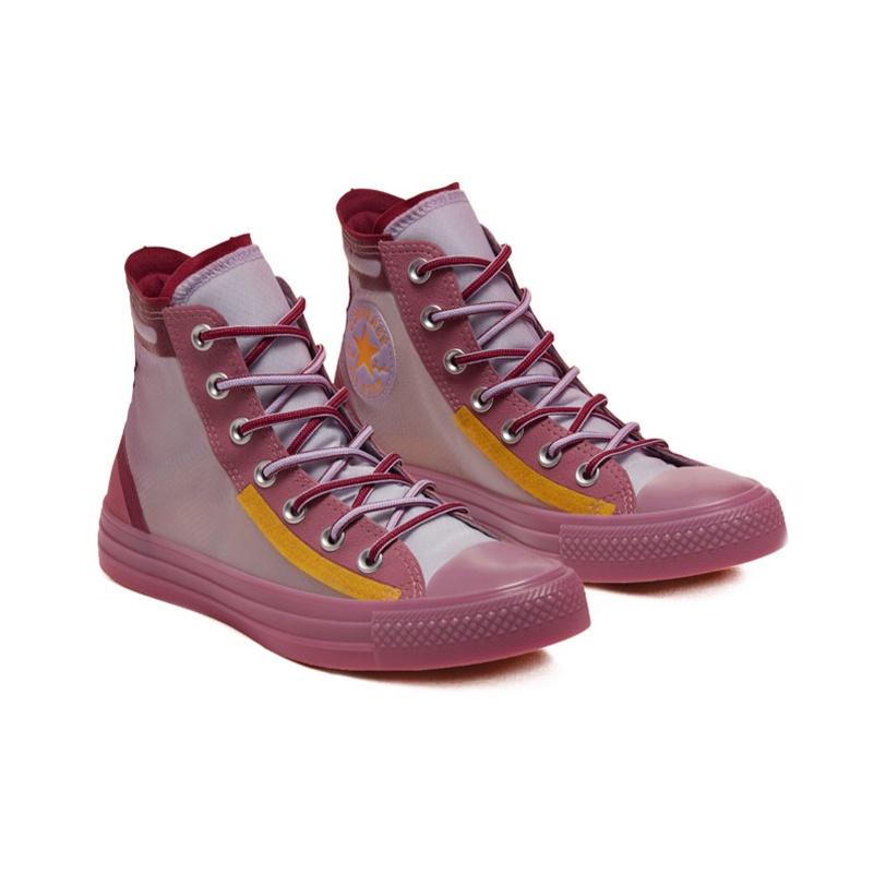 Converse Genomskinligt Nät Utility Chuck Taylor All Star Retro Mångsidiga Vardagliga Högtoppiga Kanvas Skor Dam Sneakers Rosa Röd Gul 567368C