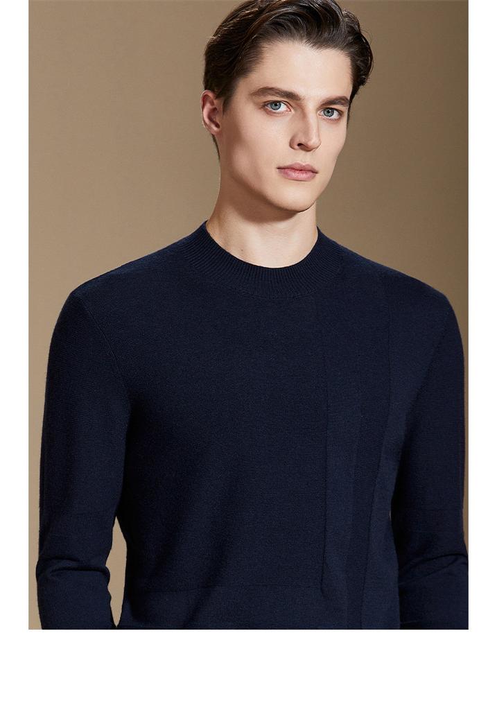 Men's Cashmere & Sheep Wool Jacquard Half High Collar Knitted Sweater