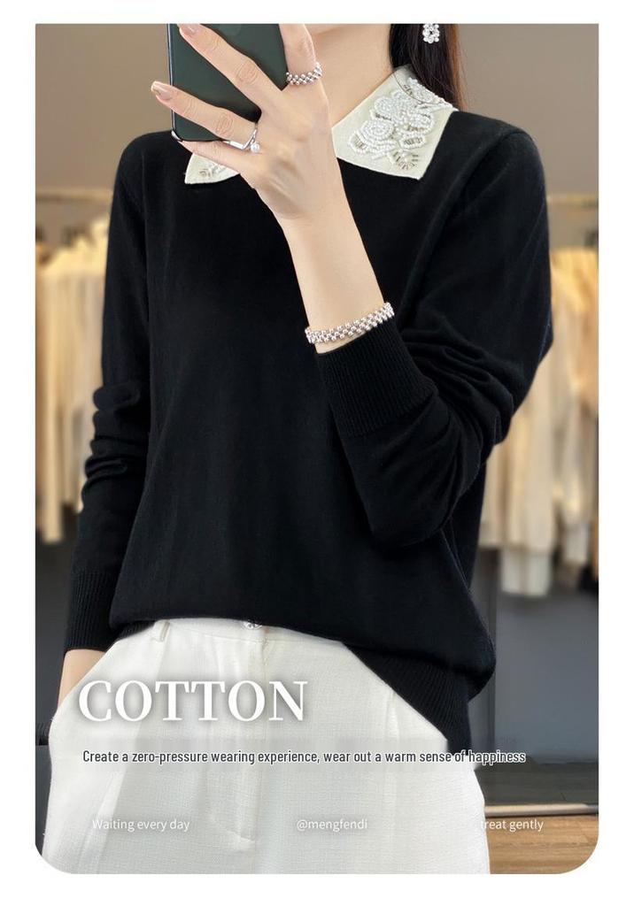 Women's Solid Color Round Neck Knit Sweater - Versatile Autumn & Winter Pullover Wool Top