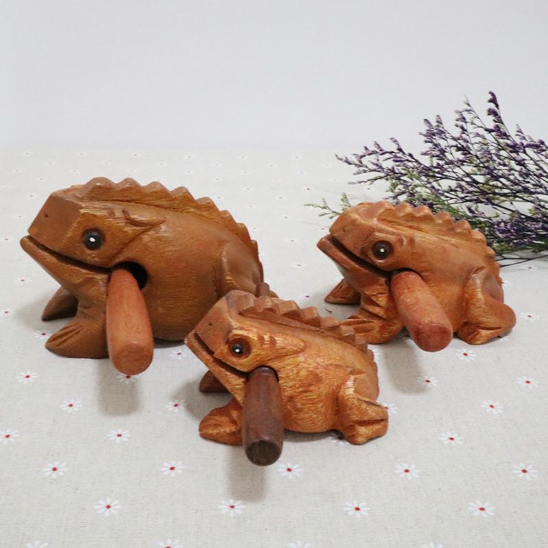 1Pc Thailand Frog Wood Carving Ornaments Hand-Carved Toad Creative Vocal Toys Solid Wood Toad Craft Scenic Souvenirs
