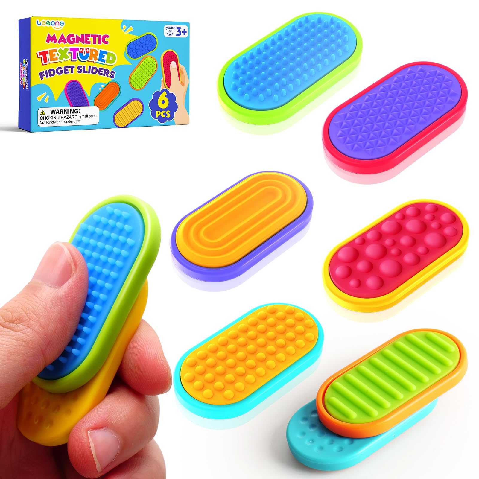 

Sensory Fidget Magnet Toys for Kids: Silicone Magnetic Sliders Stress Fidgets for Autism, Stress Small Fidget Toys for Adults Office Desk 6pcs