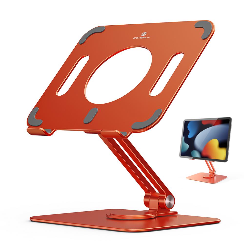 Supporto Pieghevole Per Monitor E Laptop In Lega Di Alluminio, Regolabile In Altezza E Angolazione 360°, Compatibile Con IPad E Notebook Fino A 17 Pollici - Portata 5kg