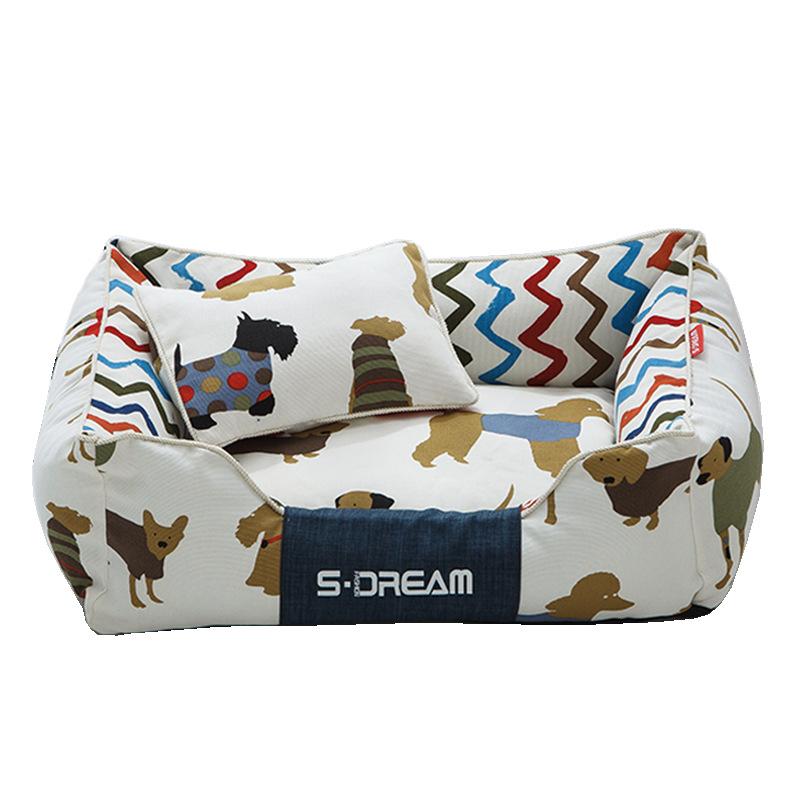 

Luxury Pet Bed Comfortable Removable Cat Puppy Bed Cotton Cloth Soft Wear-resistant Small Medium Dogs Beds Washable Pet Sofa S 45X35X18CM коричневый