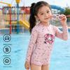 Girls' Long Sleeve Sun Protection One-Piece Swimsuit for Swimming Pools and Beach