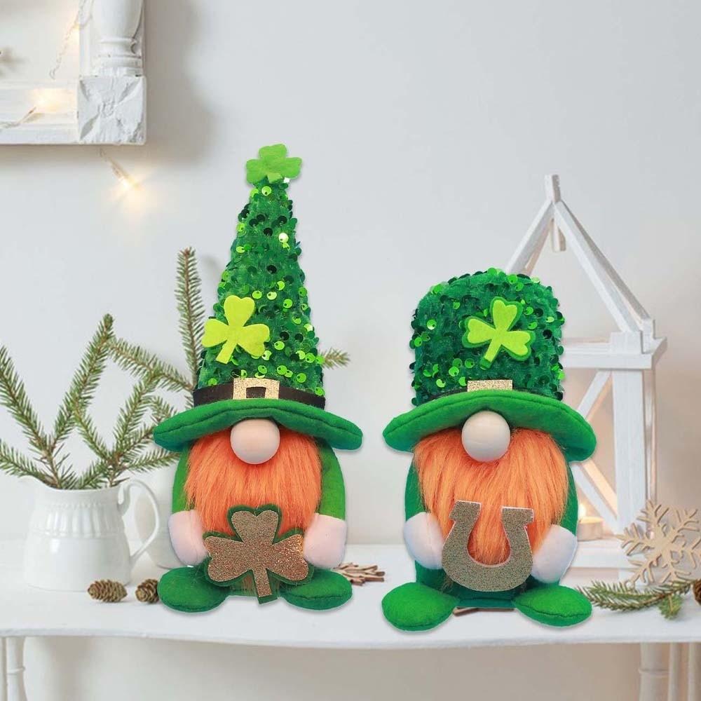 Creative Leprechauns Doll Ornament St Patrick's Day Plush Green Figurine Easter Day Ornament  Gifts