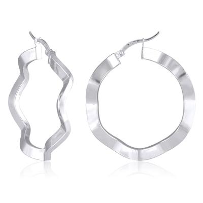 [P2383] - Silver 'Lola' Hoop Earrings - 35 Mm 4 Mm 2 Mm