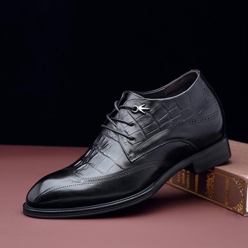 Formelle Herrenschuhe aus Rindsleder mit verstecktem 6,5cm Absatz, Britisch-Koreanischer Stil, Trendy für Business oder Hochzeiten