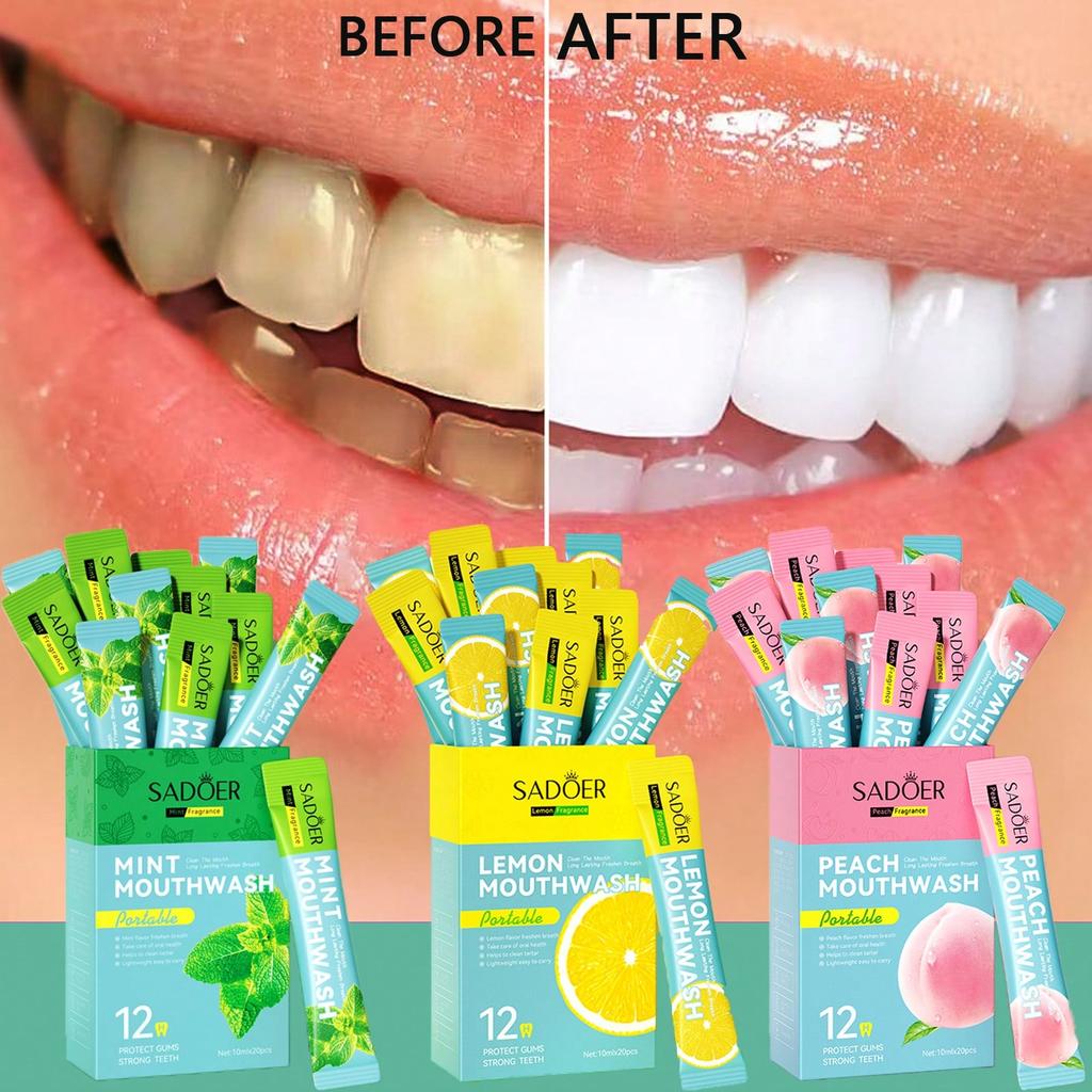 1 Box Fruit Flavored Mouthwash, Disposable Mouthwash, Portable Mouthwash, Grape/Peach/Watermelon Fla