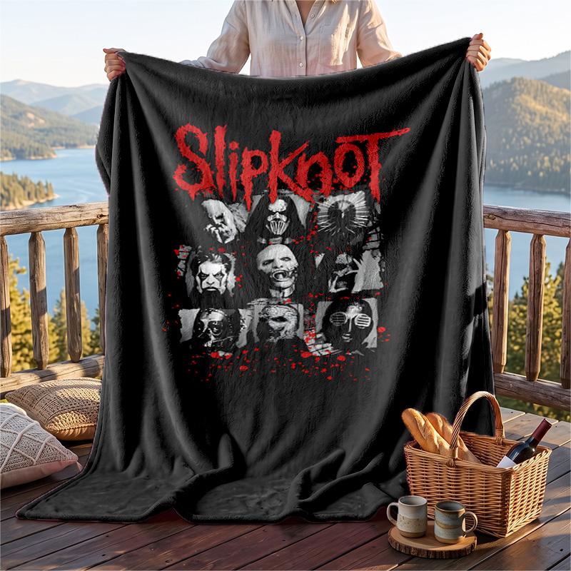 Varm flanellfilt med Slipknot-mönster, Lätt och bekväm pläd för säng och soffa
