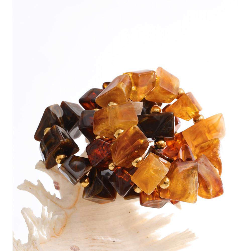 Eetit 2025 Amber Resin Acrylic Geometric Bead Chain Large Bracelet Bangle for Women Hyperbole Waterproof Handmade Europe Jewelry