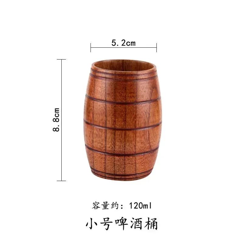 Copos de Madeira Barrigudos Estilo Japonês Copo para Leite Água com Alça Caneca para Café Cerveja Chá Feito à Mão Natural Cozinha Bar Copos para Bebida
